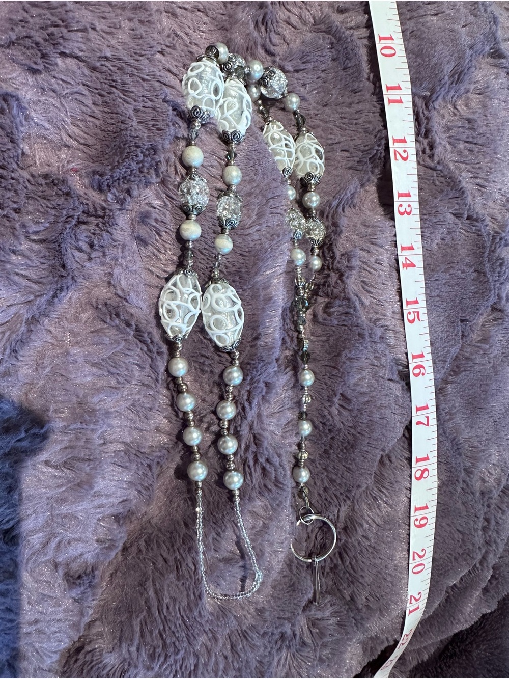 LANYARD Custom Ordered Crystal Silver Pearl use Badges, Cards, Cruise Nurse ❤️ - Picture 5 of 15